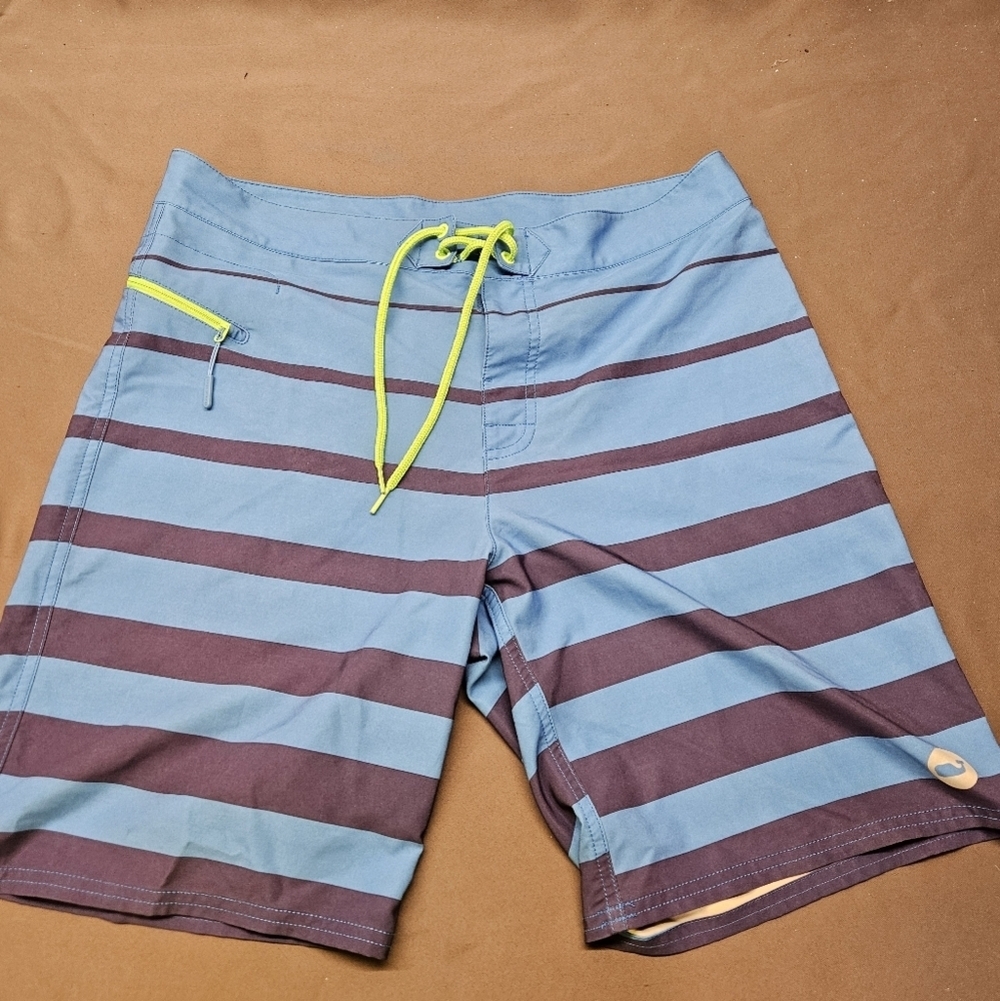 Vineyard Vines Board Shorts Adult 33 Blue Striped Swim Trunks Mens